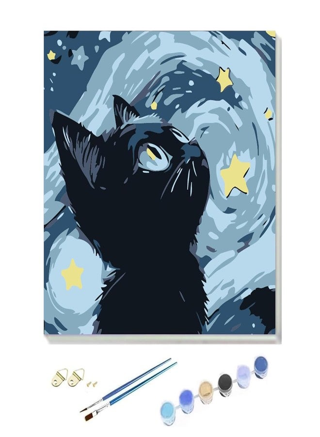 Temiaode Framed Cat Paint by Numbers Kit for Kids - DIY Painting Set with Canvas, Acrylic Paints & Brushes - Easy Beginner Art Craft for Boys & Girls Ages 5-12 - Ready to Hang（8″ x 8″ / 6 Colors） - Image 1